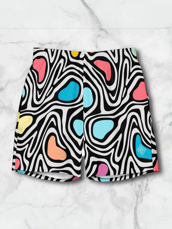 Aurora daze mens swimshorts swimtrunks for men oumaima swim recycled mens boardshorts abract colorful print digital print