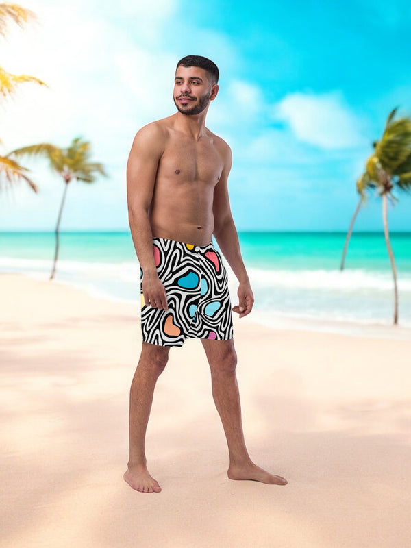 Aurora daze mens swimshorts swimtrunks for men recycled mens boardshorts abract colorful print digital print