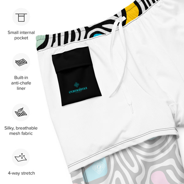 Aurora daze mens swimshorts swimtrunks for men recycled mens boardshorts abract colorful print digital print